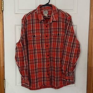 L.L. Bean Orange Plaid Flannel Shirt